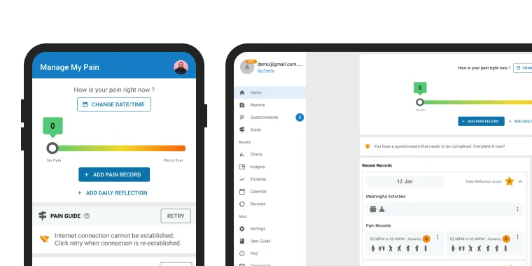 Manage My Pain product screens